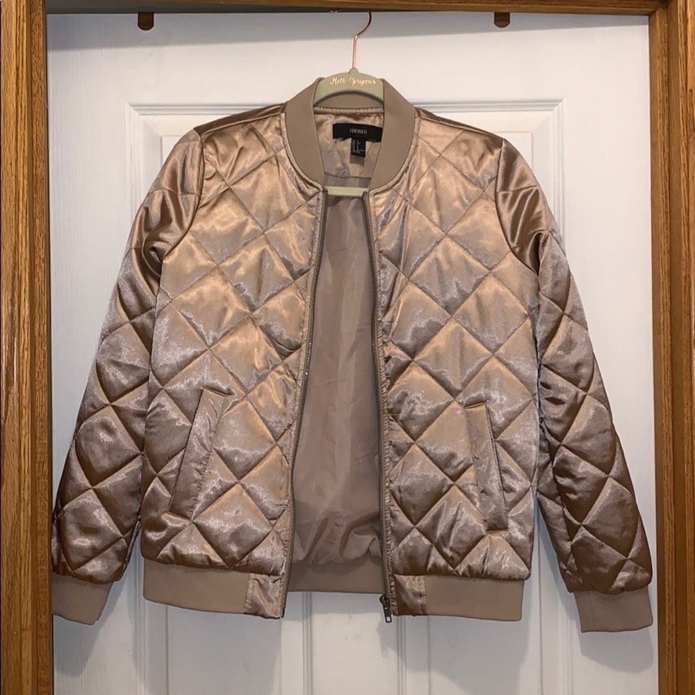 Shiny Forever 21 Puffer/Bomber Jacket